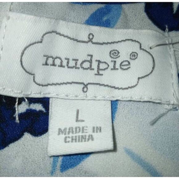 MUDPIE BLUE FLORAL PACEY FLOUNCE DRESS SZ.L NWOT. - Picture 8 of 10